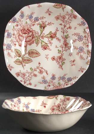 Rose Chintz Pink ("Made in England" Mark) Square Soup Bowl