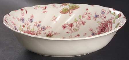 Rose Chintz Pink ("Made in England" Mark) 8" Oval Vegetable Bowl