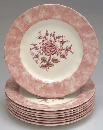 Rose Chintz Pink ("Made in England" Mark) Accent Salad Plate Motif 1 - Set of 8