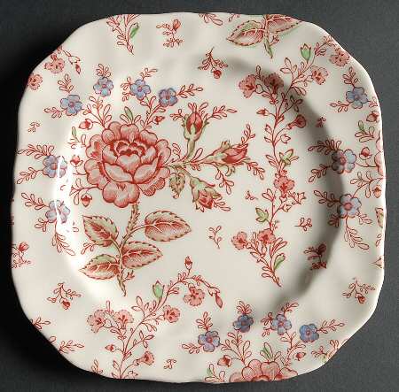 Rose Chintz Pink ("Made in England" Mark) Square Salad Plate