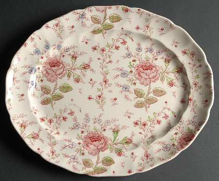 Rose Chintz Pink ("Made in England" Mark) 13" Oval Serving Platter