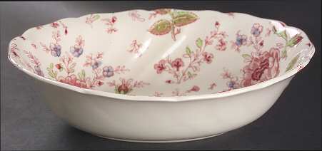 Rose Chintz Pink ("Made in England" Mark) 9" Oval Vegetable Bowl