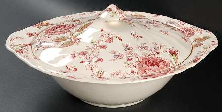 Rose Chintz Pink ("Made in England" Mark) Round Covered Vegetable