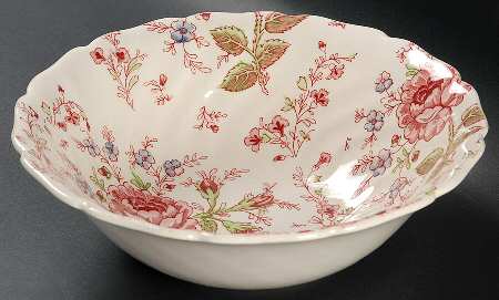 Rose Chintz Pink ("Made in England" Mark) 8" Round Vegetable Bowl