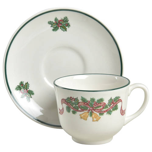 Victorian Christmas ("Made in England") Footed Cup & Saucer Set