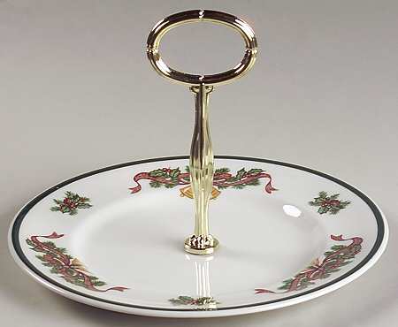 Victorian Christmas ("Made in England") Round Serving Plate with Handle (SP)