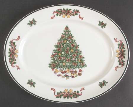 Victorian Christmas ("Made in England") 13" Oval Serving Platter