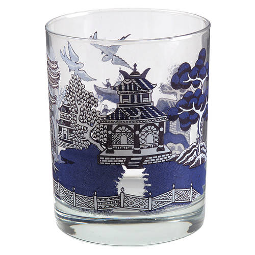 Willow Blue (Made in England, Earthenware, Newer) 10 Oz Glassware Double Old Fashioned