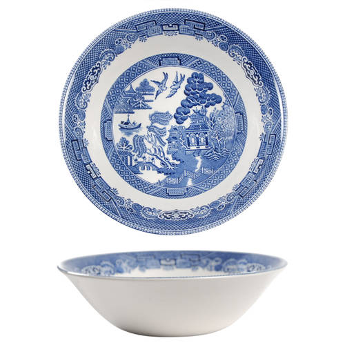 Willow Blue (Made in England, Earthenware, Newer) Coupe Cereal Bowl