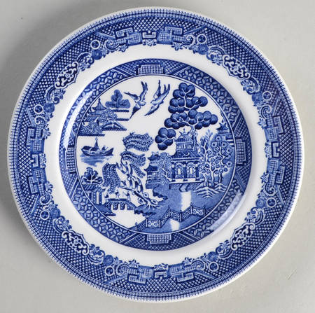 Willow Blue (Made in England, Earthenware, Newer) Bread & Butter Plate