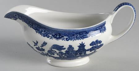 Willow Blue (Made in England, Earthenware, Newer) Gravy Boat
