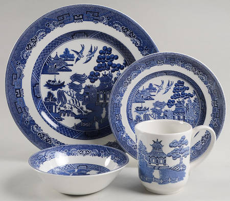 Willow Blue (Made in England, Earthenware, Newer) 4 Piece Place Setting