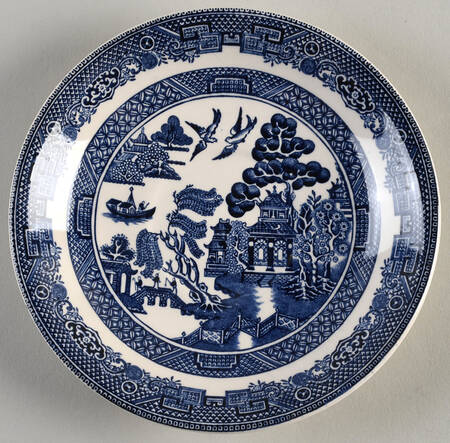 Willow Blue (Made in England, Earthenware, Newer) Saucer for Flat Cup