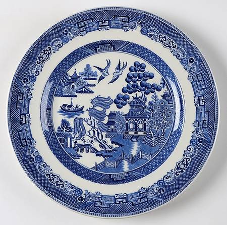 Willow Blue (Made in England, Earthenware, Newer) Luncheon Plate