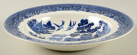 Willow Blue (Made in England, Earthenware, Newer) Rim Soup Bowl