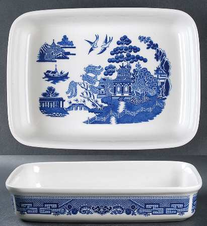 Willow Blue (Made in England, Earthenware, Newer) 11" Lasagna