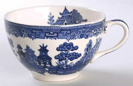 Willow Blue (Made in England, Earthenware, Newer) Flat Cup