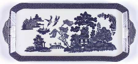 Willow Blue (Made in England, Earthenware, Newer) Large Sandwich Tray