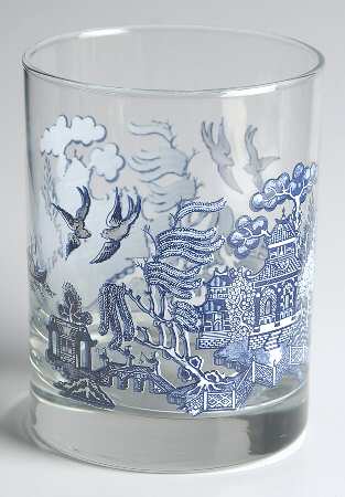 Willow Blue (Made in England, Earthenware, Newer) 10 Oz Glassware Double Old Fashioned