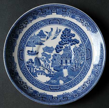 Willow Blue (Made in England, Earthenware, Newer) Saucer for Flat Cup