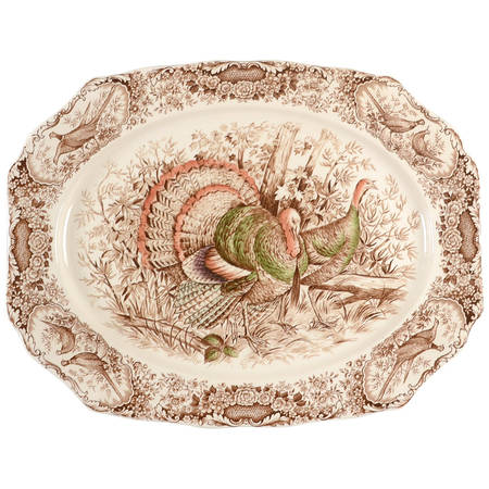 Wild Turkeys Brown (Native American) 20" Oval Serving Platter