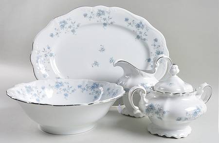 Blue Garland (Bavaria Backstamp) 5 Piece Hostess Set