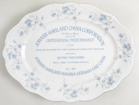 Blue Garland (Bavaria Backstamp) 14" Oval Serving Platter