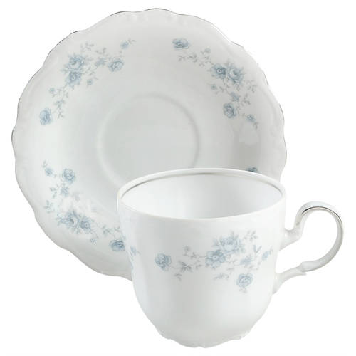 Blue Garland (Bavaria Backstamp) Flat Cup & Saucer Set