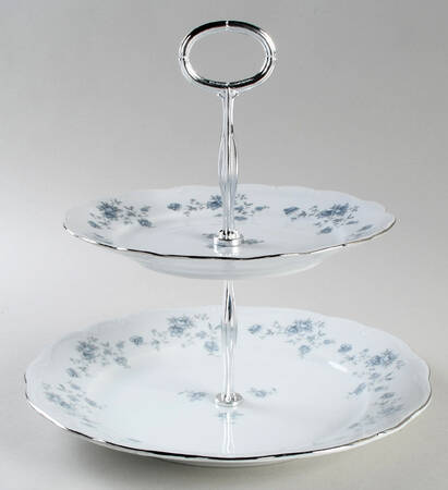 Blue Garland (Bavaria Backstamp) 6 5/8"-10"  2 Tiered Serving Tray (Dp, Sp) HC