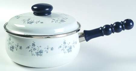 Blue Garland (Bavaria Backstamp) 2 Quart Metal Covered Saucepan