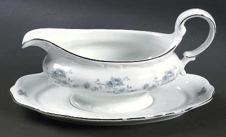 Blue Garland (Bavaria Backstamp) Gravy Boat & Underplate