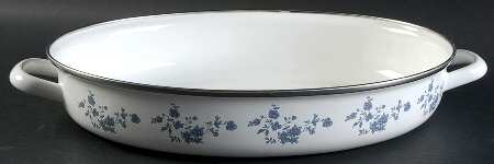 Blue Garland (Bavaria Backstamp) 13" Metal Oval Roaster