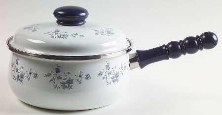 Blue Garland (Bavaria Backstamp) 1.5 Quart Covered Metal Saucepan