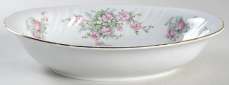Bridal Rose (No Verge, All White) 9" Oval Vegetable Bowl