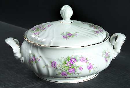 Bridal Rose (No Verge, All White) Round Covered Vegetable