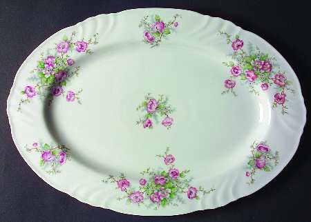 Bridal Rose (No Verge, All White) 15" Oval Serving Platter