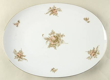 Brown Rose 15" Oval Serving Platter