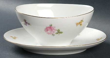 Rose Chintz Gravy Boat with Attached Underplate