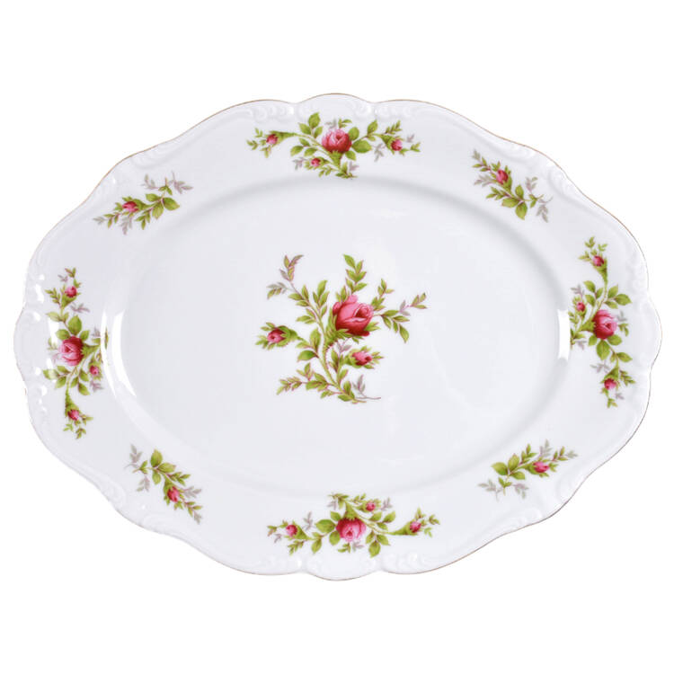 Moss Rose (Bavarian Backstamp) 12" Oval Serving Platter