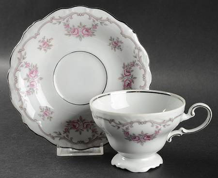Petit Point Footed Cup & Saucer Set