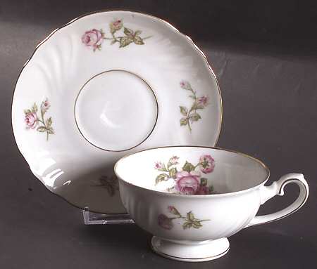 Rose of Picardy White Footed Cup & Saucer Set