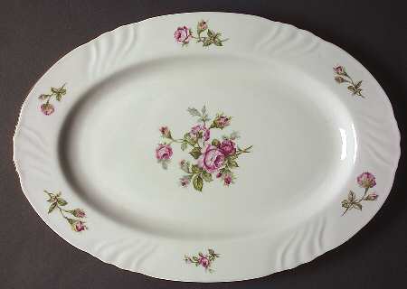 Rose of Picardy White 16" Oval Serving Platter