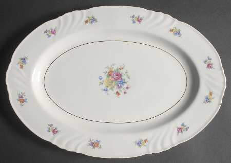 Summerflowers (Gold Verge) 15" Oval Serving Platter