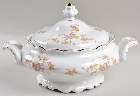 Thornrose (White, No Verge) Round Covered Vegetable