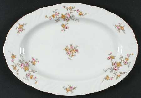 Thornrose (White, No Verge) 12" Oval Serving Platter