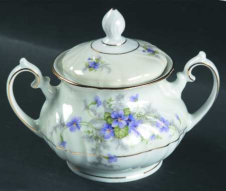 Violets(Newer, Gold Inner Ring, Cream Rim) Sugar Bowl & Lid