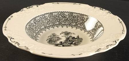 Genoa Black and White Rim Soup Bowl