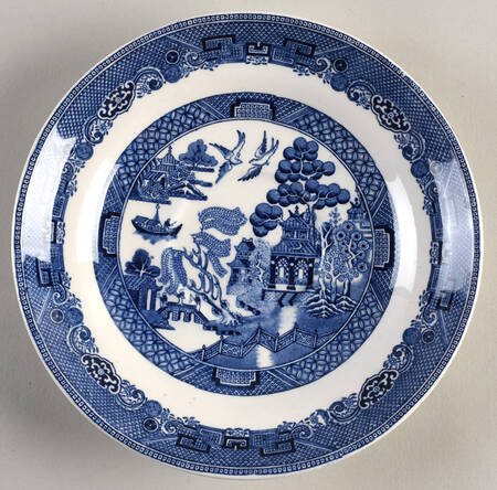 Willow Blue (Black & Blue Backstamps, Older) Saucer for Cream Soup Bowl