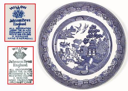 Willow Blue (Black & Blue Backstamps, Older) Dinner Plate