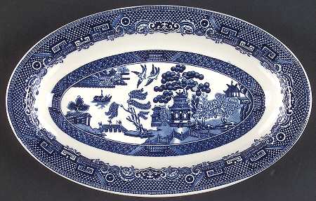 Willow Blue (Black & Blue Backstamps, Older) Relish/Gravy Underplate